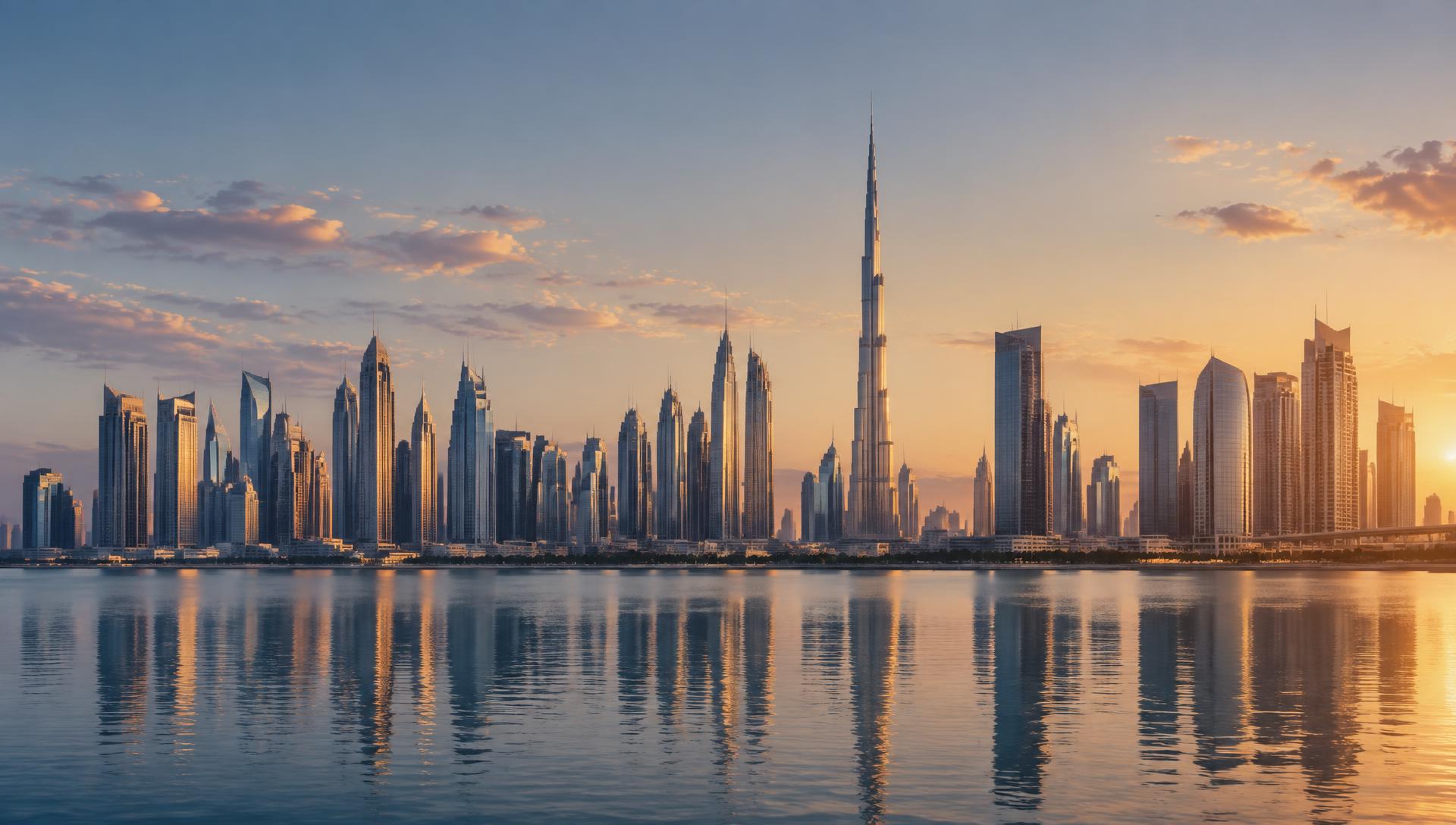 Dubai skyline across the water